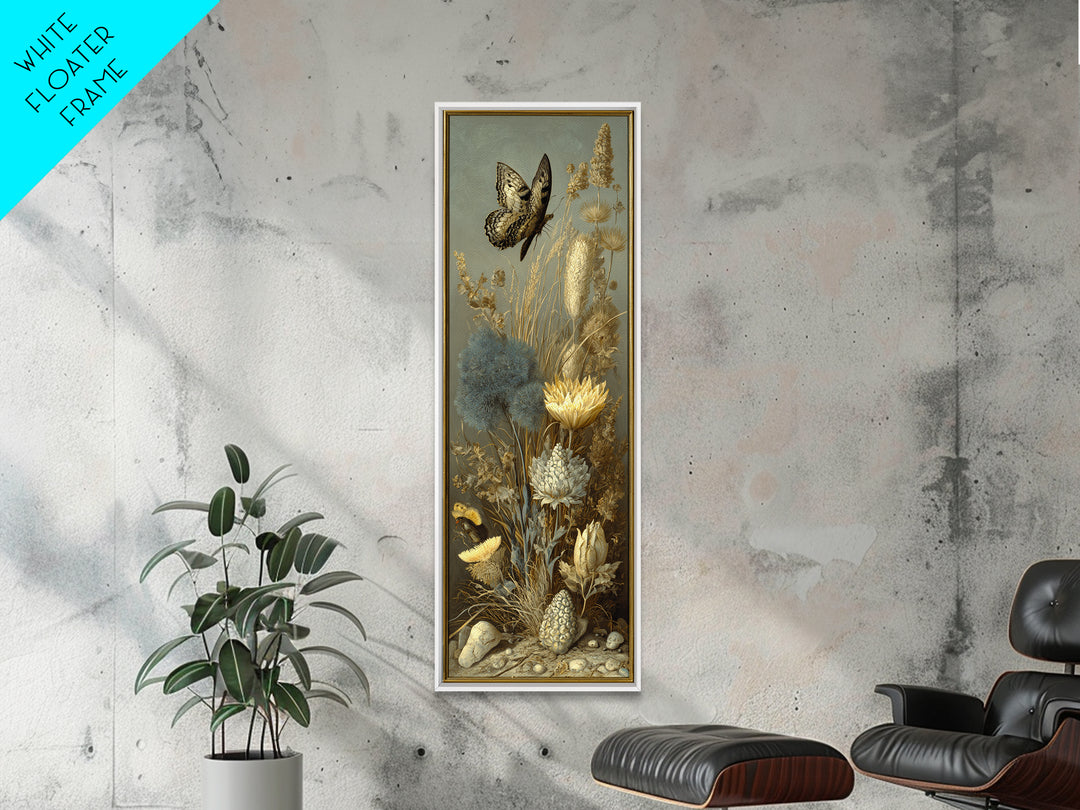 Garden Butterfly and Flowers Specimen Study Canvas Print, Guest Bedroom Art, Set of 3 Wall Art, Bedroom Decor, Guest, GBA-1x3-83