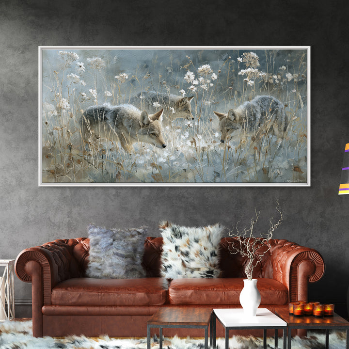 Sunlit Meadow with Delicate Flowers Framed Canvas Print, Guest Bedroom Art, Living Room Wall Art, Bedroom Decor, Guest, GBA-2x1-11