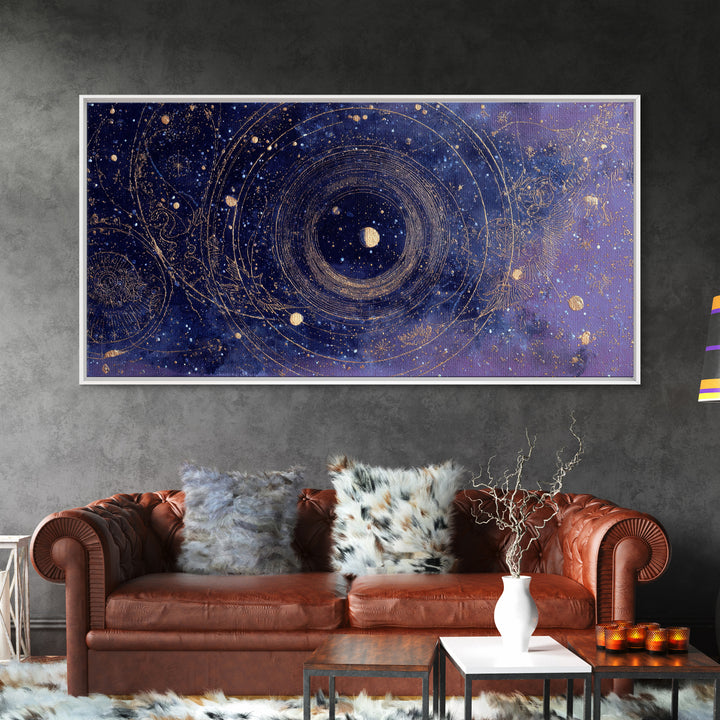Minimal Moon and Stars Composition Framed Canvas Print, Guest Bedroom Art, Art Print, Bedroom Decor, Fine Art, Guest, GBA-2x1-12