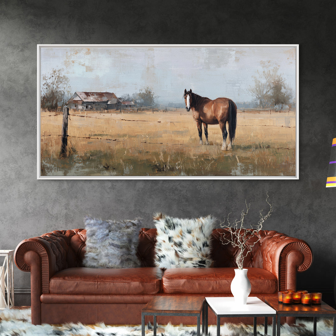 Quiet Horse Pasture at Sunset Canvas Print, Guest Bedroom Art, Contemporary Art, Bedroom Decor, Fine Art, Guest, Digital Print, GBA-2x1-17