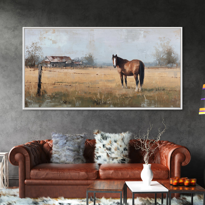 Quiet Horse Pasture at Sunset Canvas Print, Guest Bedroom Art, Contemporary Art, Bedroom Decor, Fine Art, Guest, Digital Print, GBA-2x1-17
