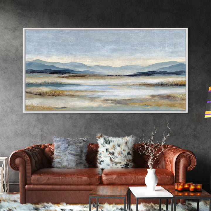 Gentle Rain over Distant Hills Framed Canvas Print, Guest Bedroom Art, Statement Artwork, Bedroom Decor, Fine Art, Guest, GBA-2x1-20