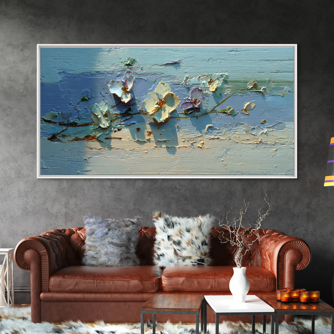 Garden Butterfly and Flowers Specimen Study Framed Canvas Print, Guest Bedroom Art, Prints, Bedroom Decor, Oil Painting, Guest, GBA-2x1-43