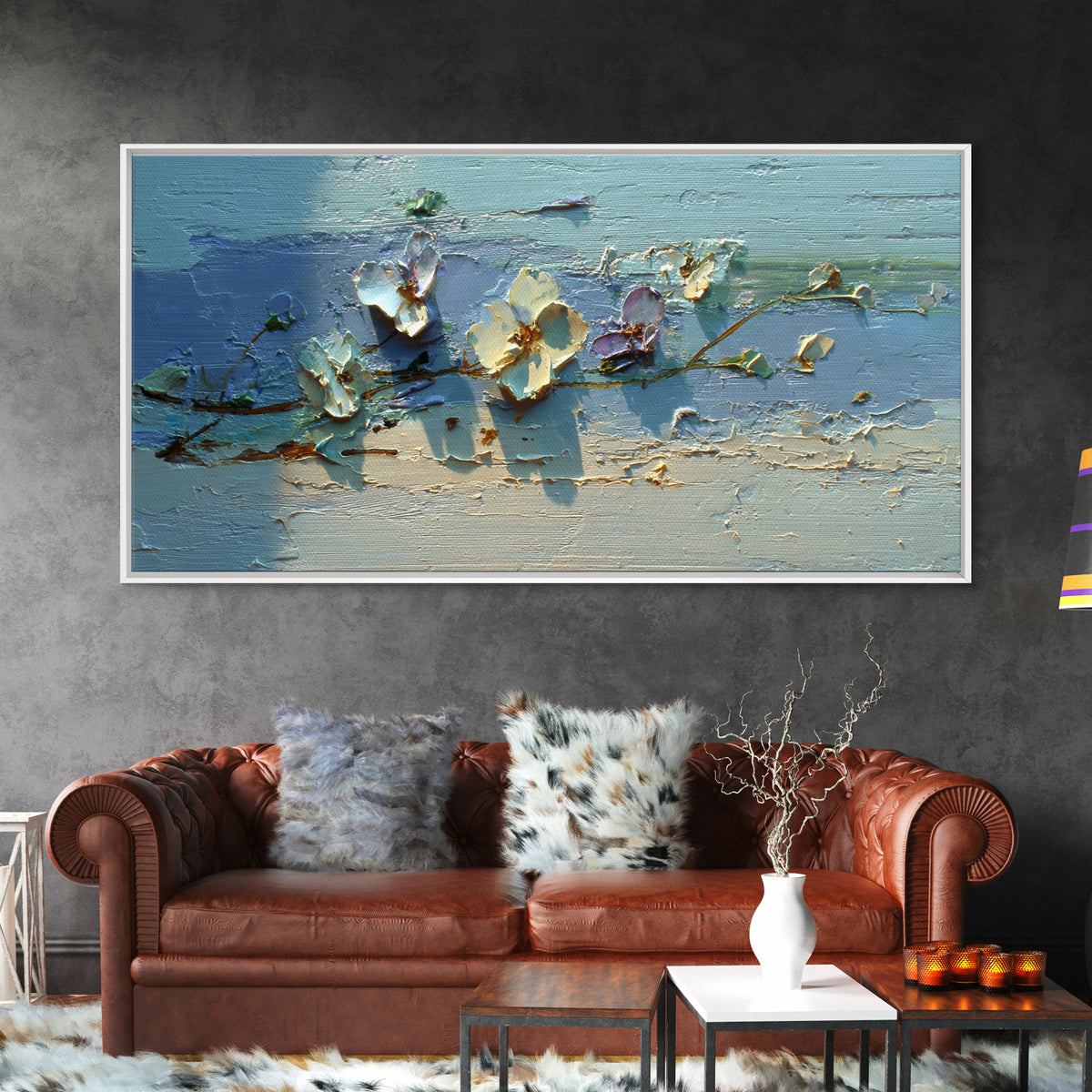 Garden Butterfly and Flowers Specimen Study Framed Canvas Print, Guest Bedroom Art, Prints, Bedroom Decor, Oil Painting, Guest, GBA-2x1-43