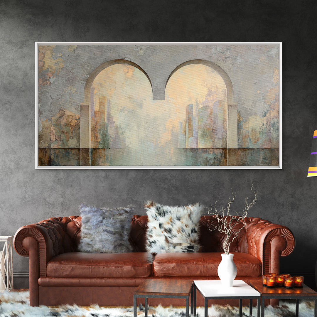 Gentle Rain over Distant Hills Canvas Print, Guest Bedroom Art, Textured Painting, Bedroom Decor, Abstract Art, Guest, GBA-2x1-44