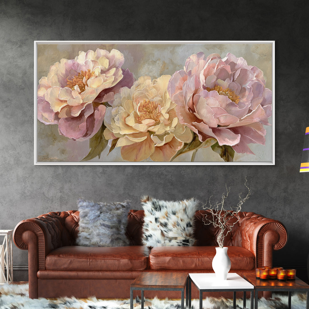 Neutral Peony Painting Framed Canvas Print, Guest Bedroom Art, Poster, Bedroom Decor, Abstract Art, Guest, Farmhouse Decor, GBA-2x1-5