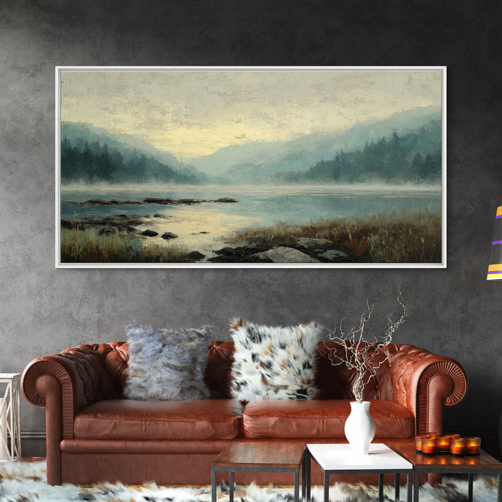 Soft Mountain Horizon Framed Canvas Print, Guest Bedroom Art, Boho Decor, Bedroom Decor, Fine Art, Guest, Digital Prints, GBA-2x1-75