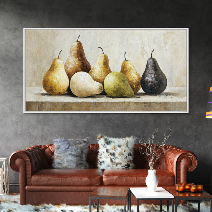 Classic Pear Still Life for Cozy Hospitality Framed Canvas Print, Guest Bedroom Art, New Home Gift, Bedroom Decor, Guest, GBA-2x1-88