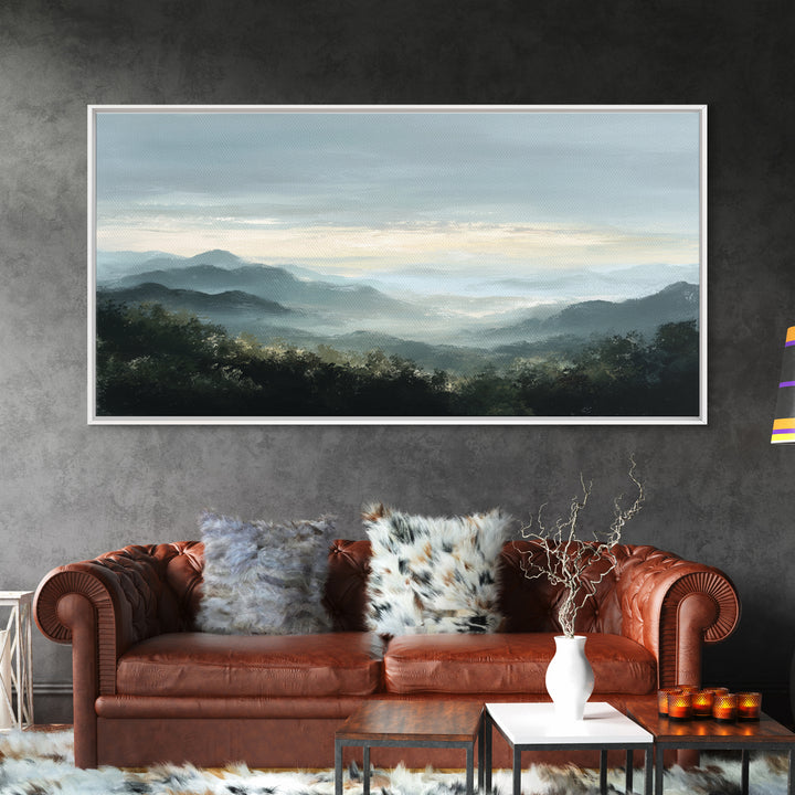 Soft Mountain Horizon Framed Canvas Print, Guest Bedroom Art, Farmhouse Decor, Bedroom Decor, Fine Art, Guest, Trendy Wall Art, GBA-2x1-99