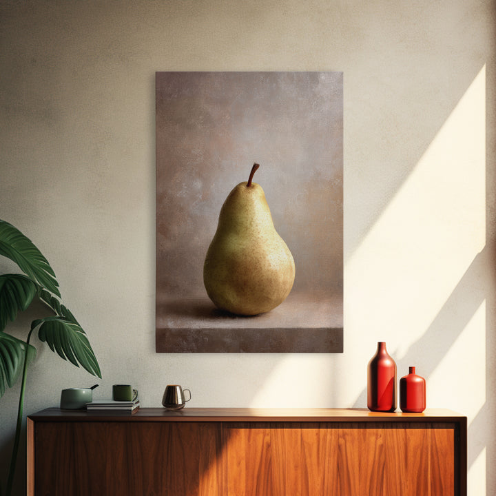 Classic Pear Still Life for Cozy Hospitality Framed Canvas Print, Guest Bedroom Art, Art Print, Bedroom Decor, Fine Art, Guest, GBA-2x3-100