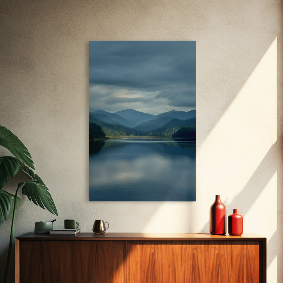 Quiet Lake Landscape at Early Morning Framed Canvas Print, Guest Bedroom Art, Contemporary Art, Bedroom Decor, Fine Art, Guest, GBA-2x3-34