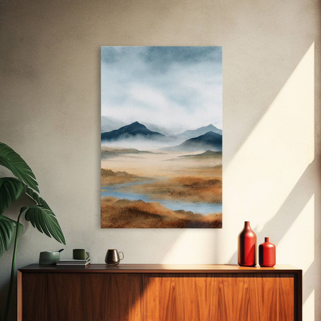 Soft Mountain Horizon Canvas Print, Guest Bedroom Art, Minimalist Decor, Bedroom Decor, Fine Art, Guest, Digital Print, GBA-2x3-39