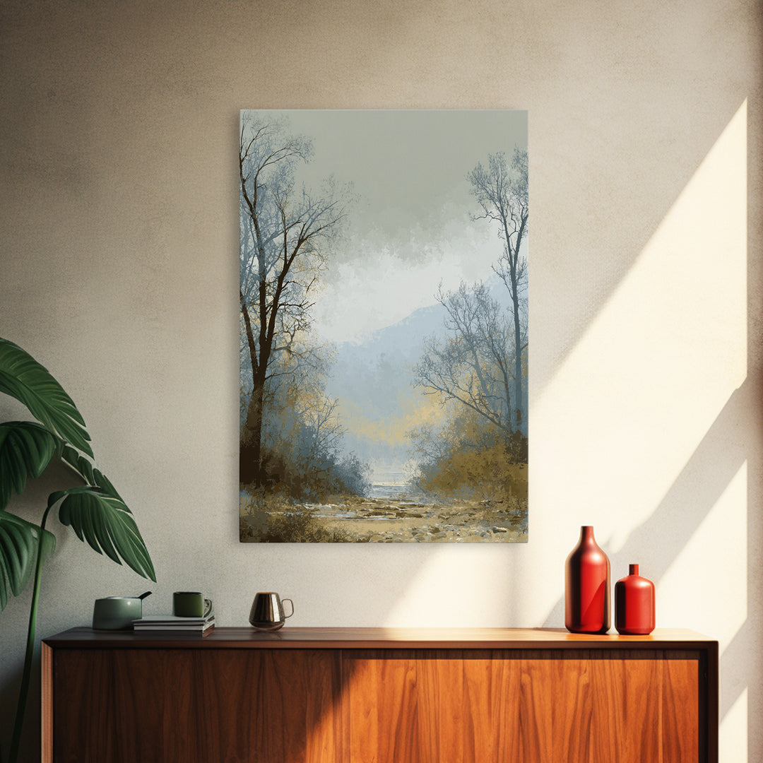 Monochrome Forest Silhouette Canvas Print, Guest Bedroom Art, Prints, Bedroom Decor, Oil Painting, Guest 445, Set of Wall Art, GBA-2x3-45