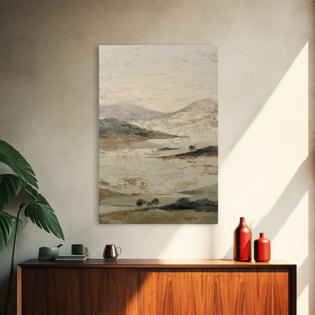 Gentle Rain over Distant Hills Framed Canvas Print, Guest Bedroom Art, Neutral Decor, Bedroom Decor, Abstract Art, Guest, GBA-2x3-56