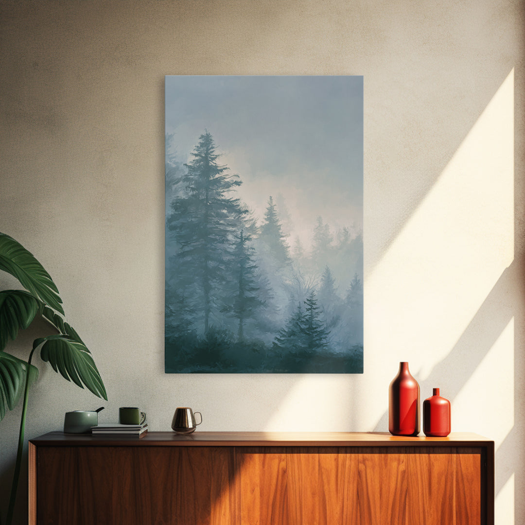 Monochrome Forest Silhouette Framed Canvas Print, Guest Bedroom Art, Bedroom Decor, Fine Art, Guest, Above Bed Decor, GBA-2x3-69