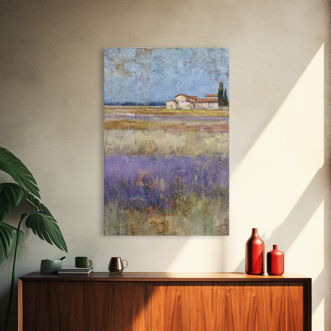 Lavender Field under Pale Sky Framed Canvas Print, Guest Bedroom Art, Home, Bedroom Decor, Fine Art, Guest, Bedroom Wall Art, GBA-2x3-75