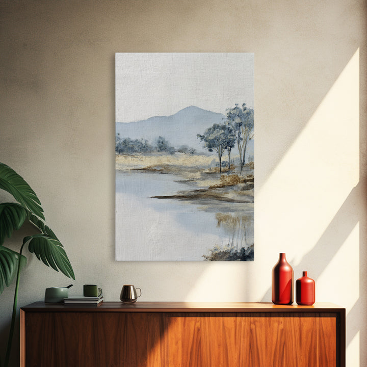 Gentle Rain over Distant Hills Framed Canvas Print, Guest Bedroom Art, Bedroom Wall Decor, Bedroom Decor, Oil Painting, Guest, GBA-2x3-8