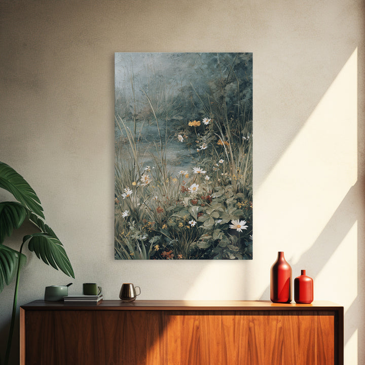 Sunlit Meadow with Delicate Flowers Canvas Print, Guest Bedroom Art, Set of 3 Wall Art, Bedroom Decor, Watercolor Art, Guest, GBA-2x3-95