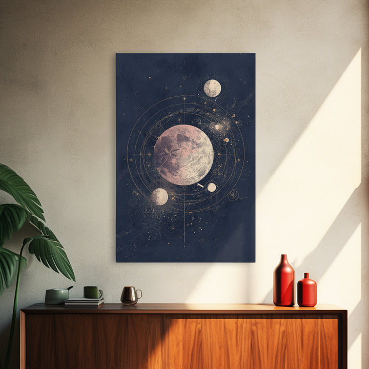 Minimal Moon and Stars Composition Canvas Print, Guest Bedroom Art, Wall Art Prints, Bedroom Decor, Guest, Cat Wall Art, GBA-2x3-96