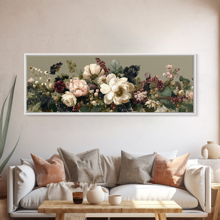 Welcoming Wildflower Bouquet Framed Canvas Print, Guest Bedroom Art, Set of 3 Wall Art, Bedroom Decor, Watercolor Art, Guest, GBA-3x1-17