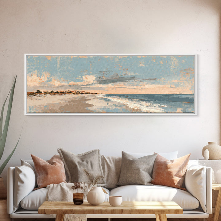 Coastal Dunes in Pale Blue and Sand Canvas Print, Guest Bedroom Art, Living Room Wall Art, Bedroom Decor, Fine Art, Guest, GBA-3x1-21
