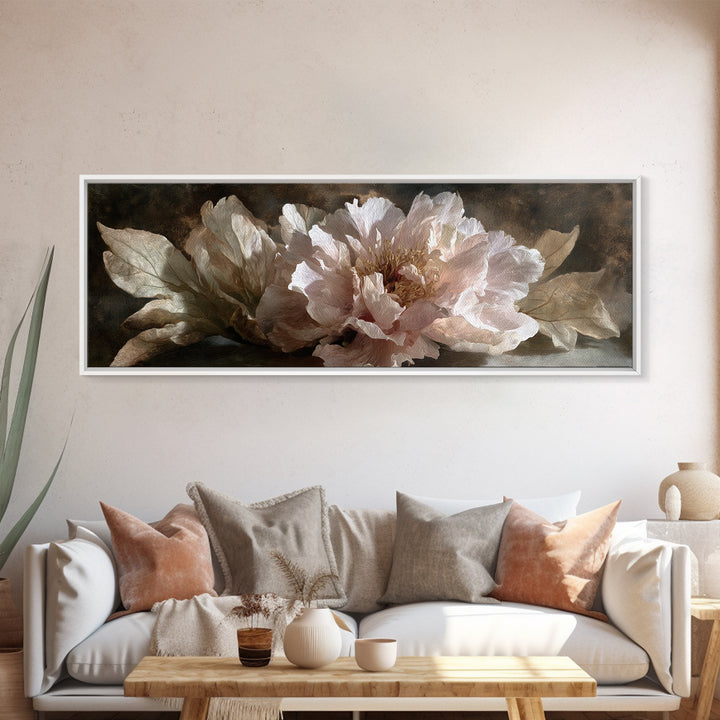 Neutral Peony Painting Canvas Print, Guest Bedroom Art, Bedroom Wall Art, Bedroom Decor, Fine Art, Guest, Neutral Decor, GBA-3x1-25