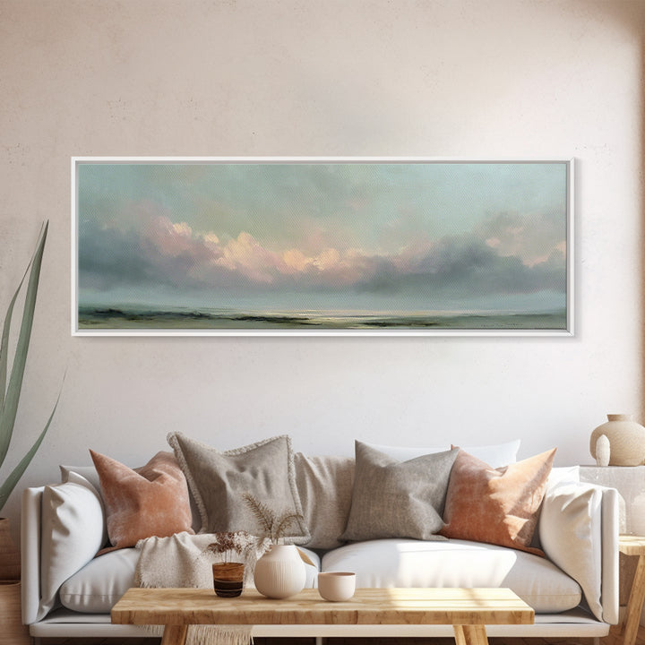 Romantic Cloudscape in Blush and Ivory Canvas Print, Guest Bedroom Art, Gallery Decor, Bedroom Decor, Fine Art, Guest, GBA-3x1-3