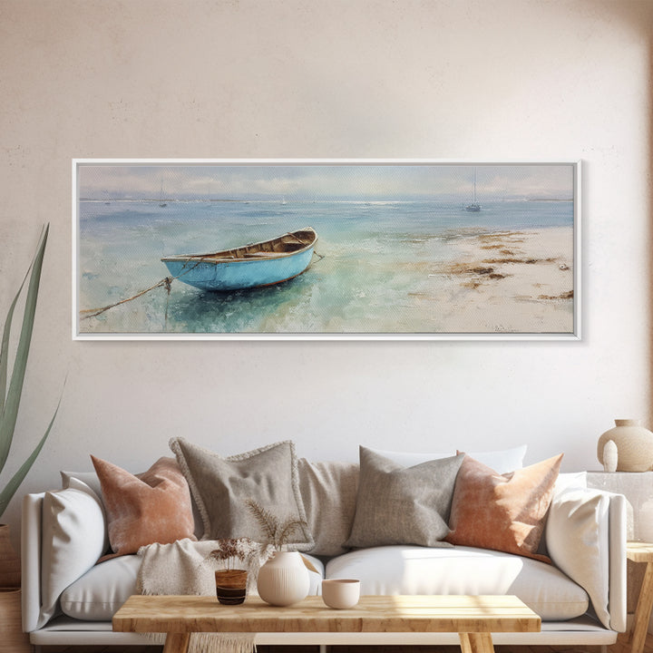Soft Watercolor Sailboat on Quiet Water Canvas Print, Guest Bedroom Art, Home, Bedroom Decor, Abstract Art, Guest, GBA-3x1-34