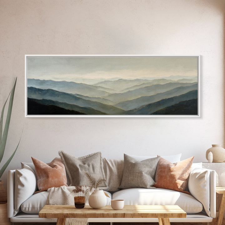 Soft Mountain Horizon Framed Canvas Print, Guest Bedroom Art, Wall Decor, Bedroom Decor, Fine Art, Guest, Living Room Decor, GBA-3x1-47