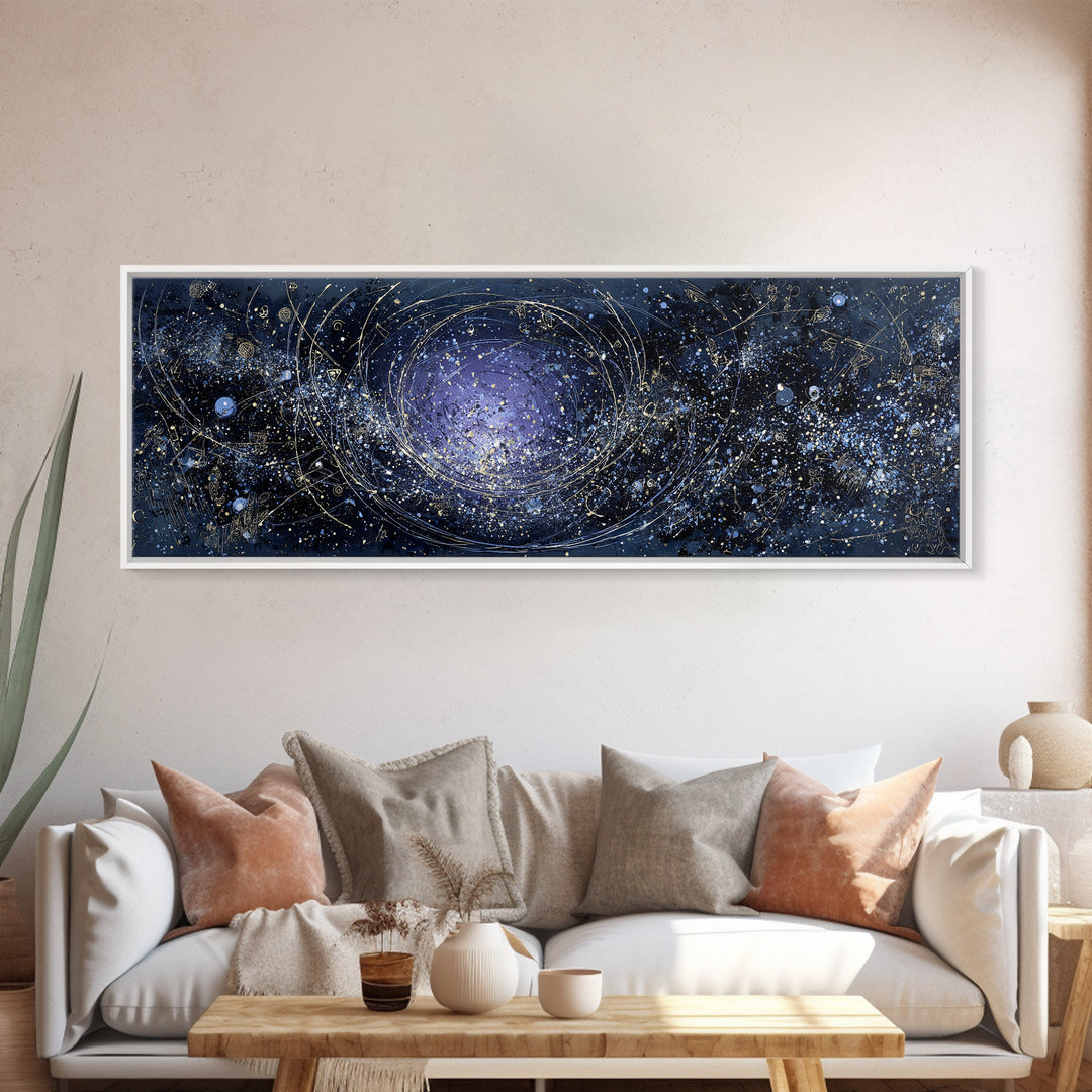 Minimal Moon and Stars Composition Framed Canvas Print, Guest Bedroom Art, Textured Painting, Bedroom Decor, Fine Art, Guest, GBA-3x1-56