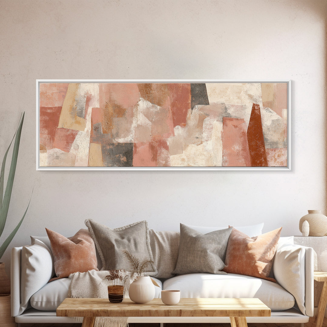 Warm Terracotta Shapes Canvas Print, Guest Bedroom Art, Gallery Decor, Bedroom Decor, Fine Art, Guest, Contemporary Art, GBA-3x1-62