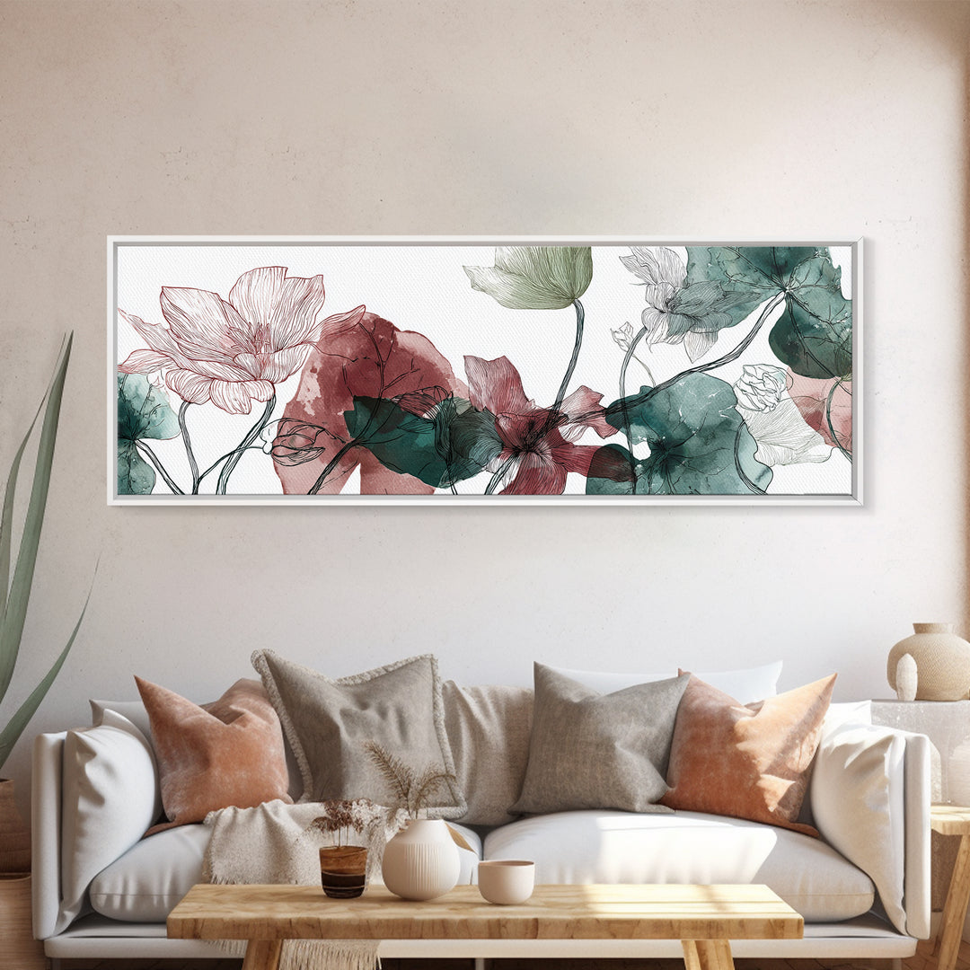 Gentle Botanical Line Drawing Trio Canvas Print, Guest Bedroom Art, Art Print, Bedroom Decor, Watercolor Art, Guest, Home, GBA-3x1-70