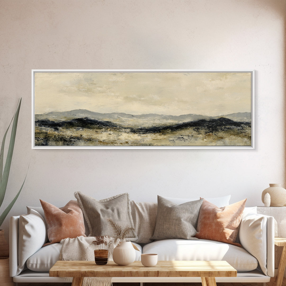 Gentle Rain over Distant Hills Canvas Print, Guest Bedroom Art, Minimalist Decor, Bedroom Decor, Oil Painting, Guest, GBA-3x1-88