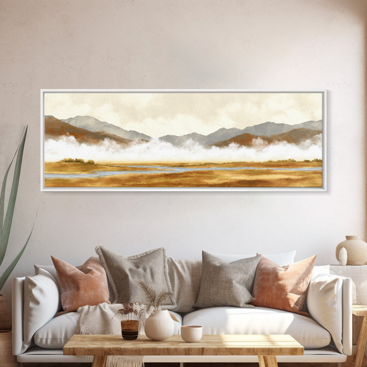 Soft Mountain Horizon Canvas Print, Guest Bedroom Art, Textured Painting, Bedroom Decor, Fine Art, Guest, Wall Art Prints, GBA-3x1-95