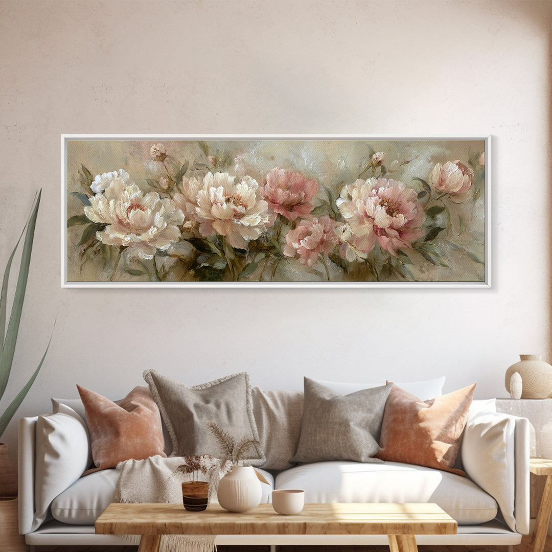 Neutral Peony Painting Canvas Print, Guest Bedroom Art, Gallery Decor, Bedroom Decor, Abstract Art, Guest, Contemporary Art, GBA-3x1-97