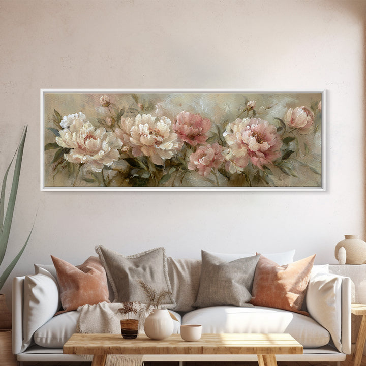 Neutral Peony Painting Canvas Print, Guest Bedroom Art, Gallery Decor, Bedroom Decor, Abstract Art, Guest, Contemporary Art, GBA-3x1-97