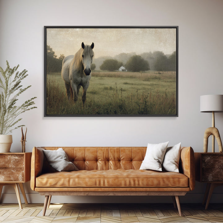 Quiet Horse Pasture at Sunset Canvas Print, Guest Bedroom Art, New Home Gift, Bedroom Decor, Guest, Minimalist Wall Art, GBA-3x2-1