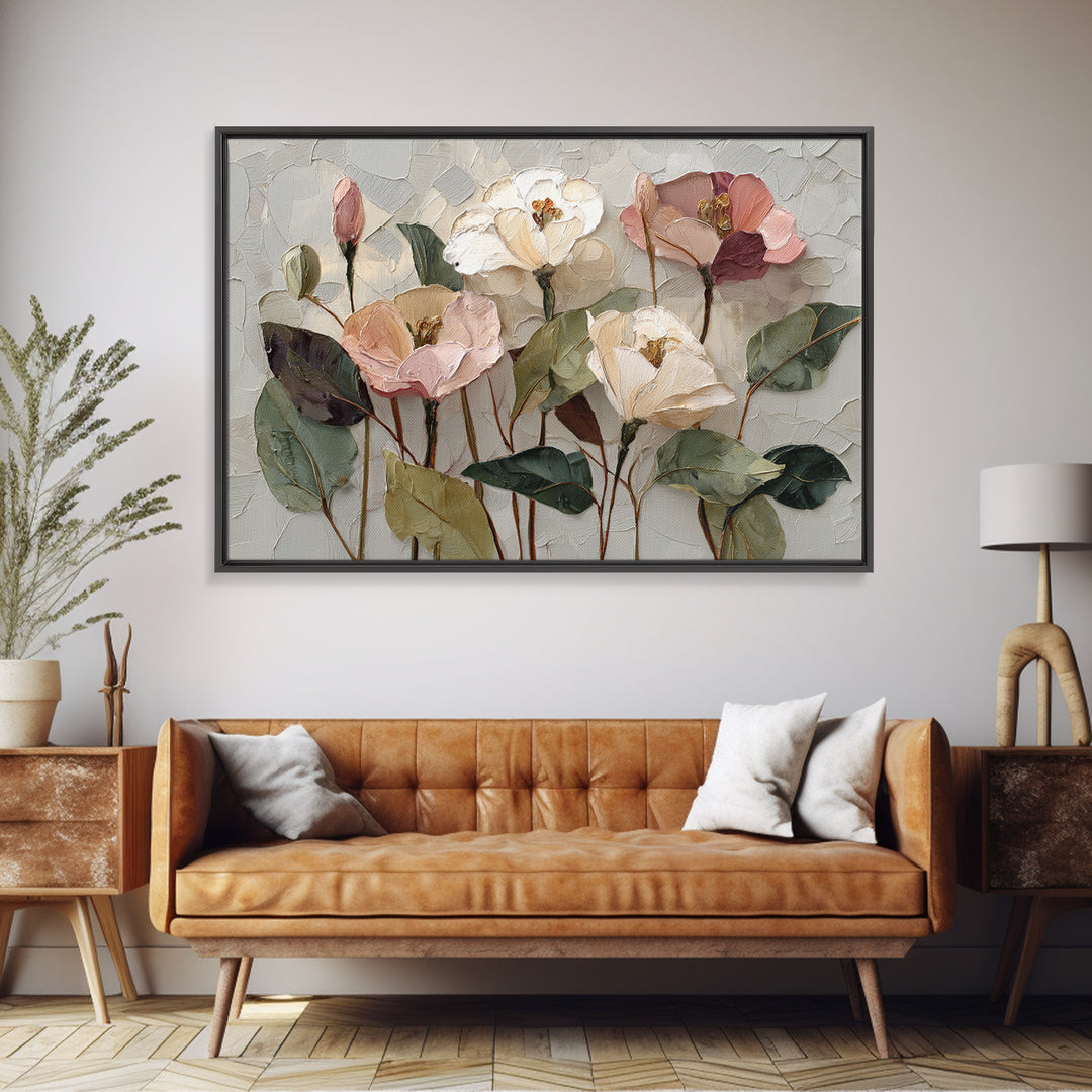 Gentle Botanical Line Drawing Trio Framed Canvas Print, Guest Bedroom Art, Digital Print, Bedroom Decor, Oil Painting, Guest, GBA-3x2-10