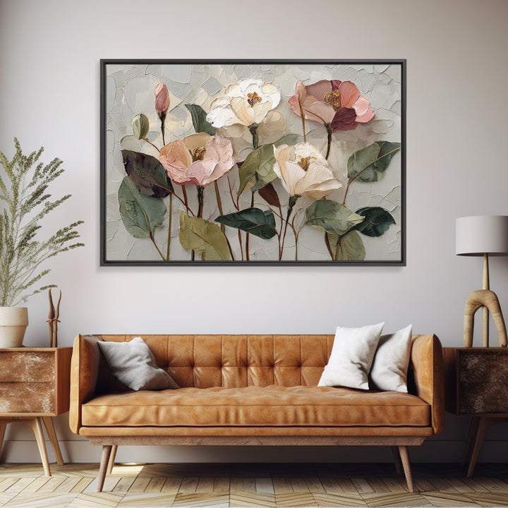 Gentle Botanical Line Drawing Trio Framed Canvas Print, Guest Bedroom Art, Digital Print, Bedroom Decor, Oil Painting, Guest, GBA-3x2-10