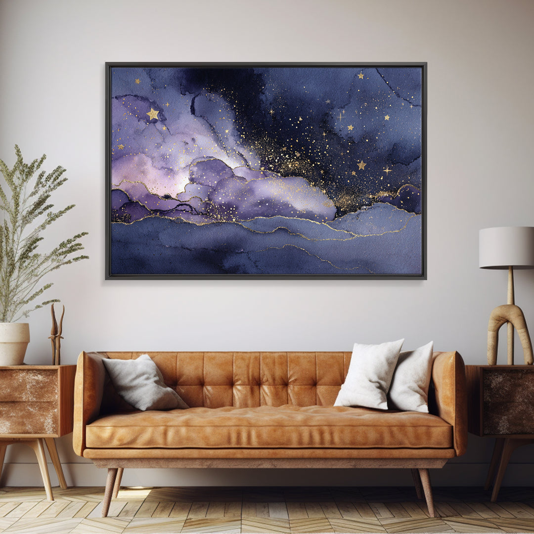 Minimal Moon and Stars Composition Framed Canvas Print, Guest Bedroom Art, Farmhouse Decor, Bedroom Decor, Fine Art, Guest, GBA-3x2-20
