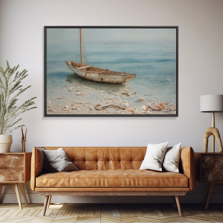 Soft Watercolor Sailboat on Quiet Water Canvas Print, Guest Bedroom Art, Wall Art Prints, Bedroom Decor, Oil Painting, Guest, GBA-3x2-22