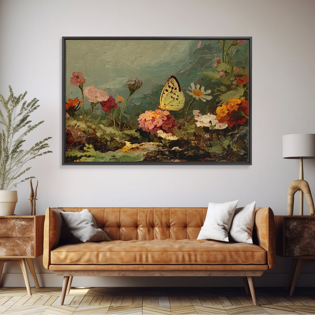 Garden Butterfly and Flowers Specimen Study Canvas Print, Guest Bedroom Art, Printable Art, Bedroom Decor, Fine Art, Guest, GBA-3x2-3
