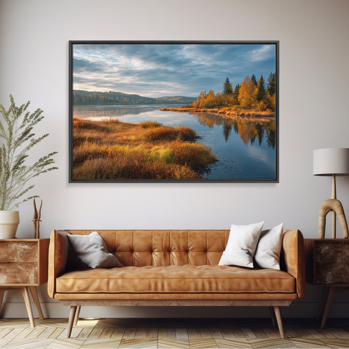 Quiet Lake Landscape at Early Morning Canvas Print, Guest Bedroom Art, Pink Wall Art, Bedroom Decor, Oil Painting, Guest, GBA-3x2-30