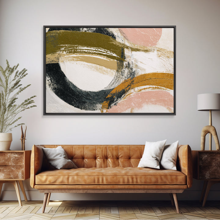 Warm Abstract Arches Framed Canvas Print, Guest Bedroom Art, Funky Wall Art, Bedroom Decor, Abstract Art, Guest, GBA-3x2-31