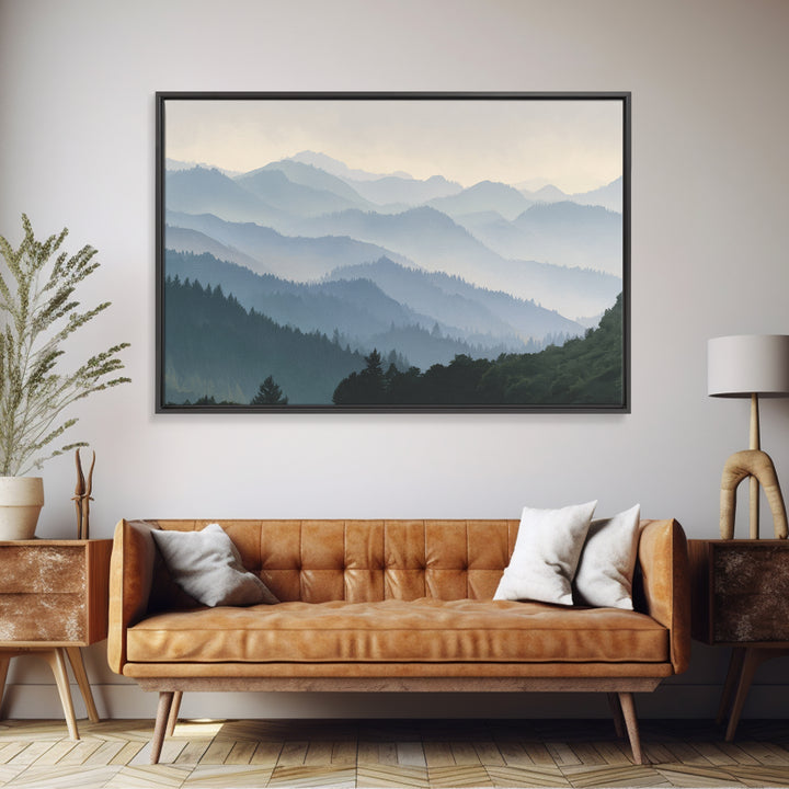 Soft Mountain Horizon Framed Canvas Print, Guest Bedroom Art, Trendy Wall Art, Bedroom Decor, Fine Art, Guest, GBA-3x2-35