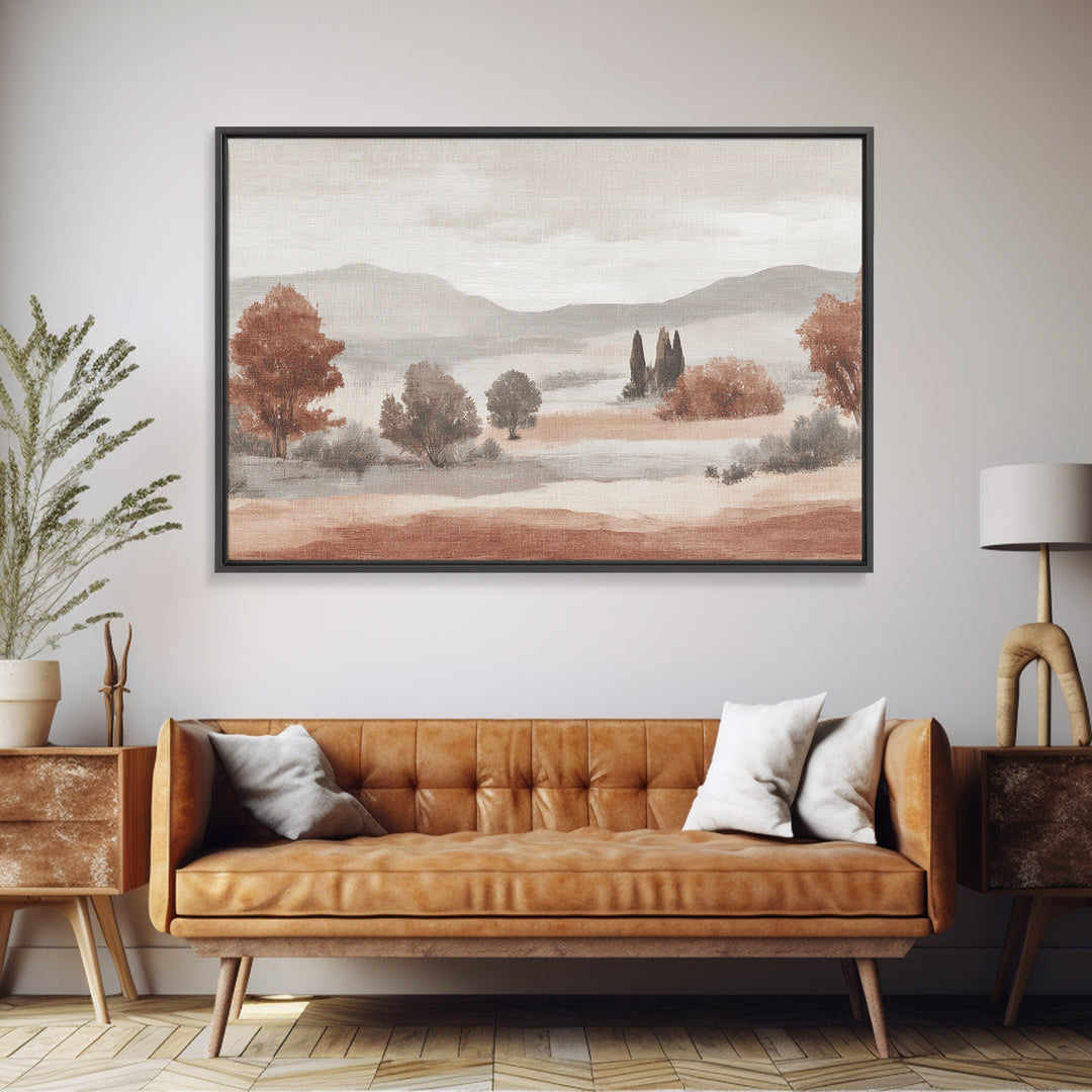 Warm Terracotta Shapes Framed Canvas Print, Guest Bedroom Art, Living Room Decor, Bedroom Decor, Guest, Farmhouse Wall Art, GBA-3x2-50