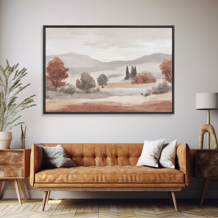Warm Terracotta Shapes Framed Canvas Print, Guest Bedroom Art, Living Room Decor, Bedroom Decor, Guest, Farmhouse Wall Art, GBA-3x2-50