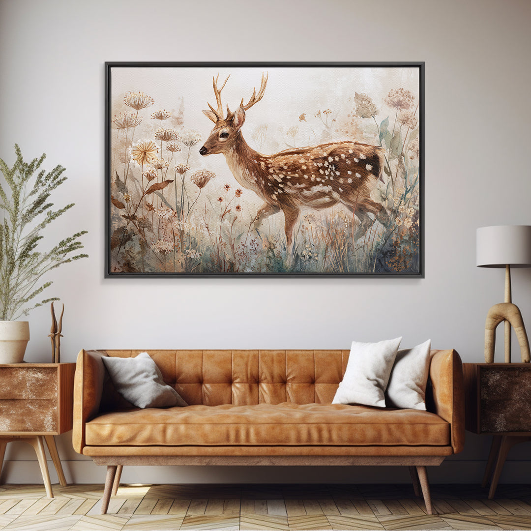 Sunlit Meadow with Delicate Flowers Canvas Print, Guest Bedroom Art, Textured Painting, Bedroom Decor, Watercolor Art, Guest, GBA-3x2-67