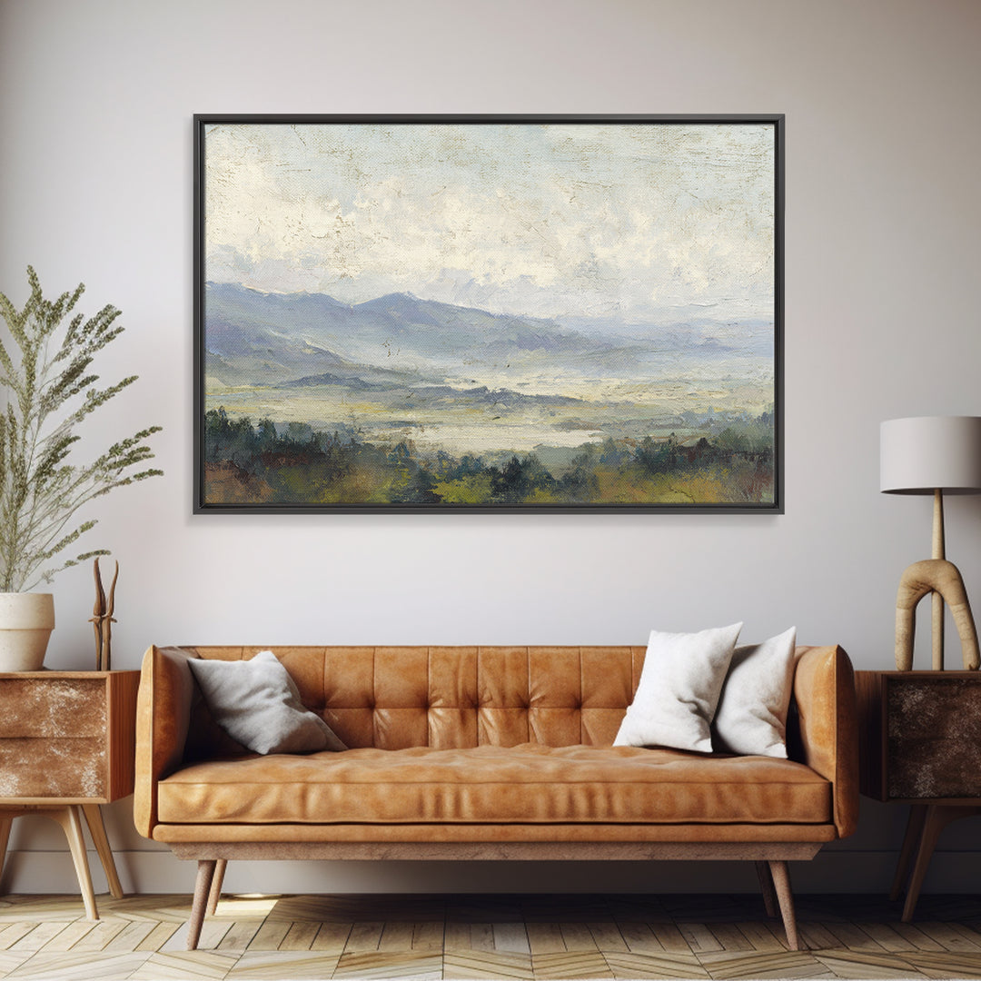 Gentle Rain over Distant Hills Canvas Print, Guest Bedroom Art, Farmhouse Wall Art, Bedroom Decor, Watercolor Art, Guest, GBA-3x2-76