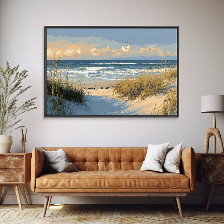 Coastal Dunes in Pale Blue and Sand Framed Canvas Print, Guest Bedroom Art, Downloadable Prints, Bedroom Decor, Fine Art, Guest, GBA-3x2-81